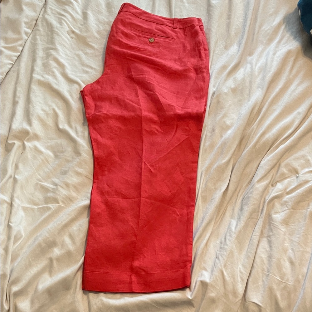 Coral Linen Pants